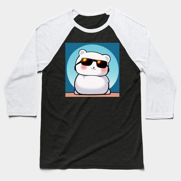 Anime Cute Polar Bear with Sunglass Baseball T-Shirt by BAYFAIRE